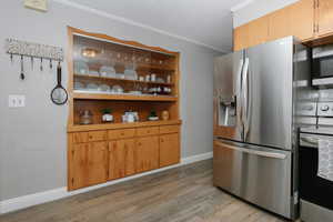 updated kitchen with original built in cabinetry