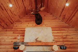 Details with a sauna and rustic walls