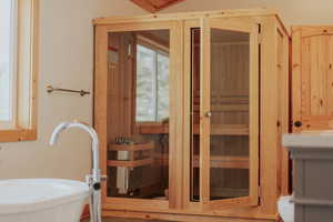 View of sauna / steam room featuring a wealth of natural light