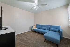 Interior space with ceiling fan