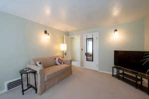 View of carpeted living room