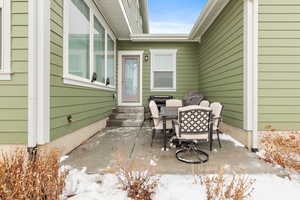 View of snow covered patio