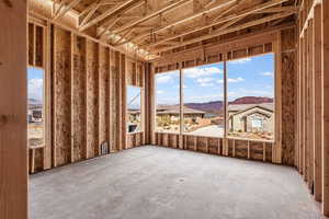 Miscellaneous room featuring a mountain view