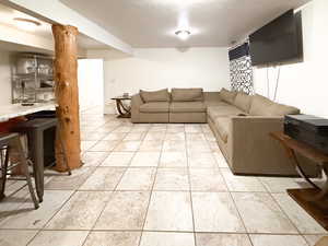 View of tiled living room