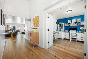 Interior space with light hardwood / wood-style flooring