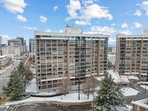 View of snow covered building