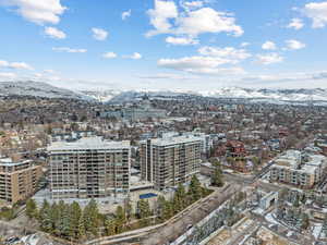 Drone / aerial view with a mountain view