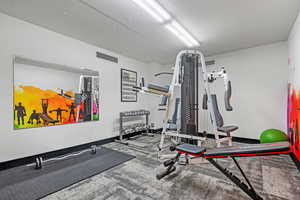 Exercise area with carpet