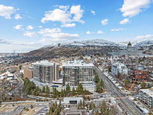 Aerial view with a mountain view