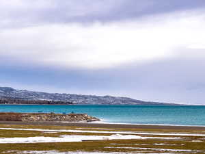 Water view with a mountain view