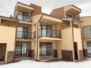 View of snow covered building