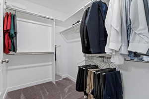 Walk in closet with carpet