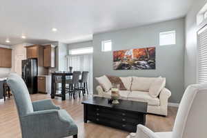 Living room featuring light wood-type flooring