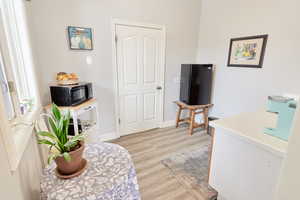 Casita - Interior space featuring light hardwood / wood-style floors