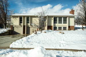 View of front of home with a garage