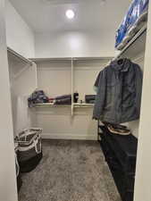 Spacious closet with carpet floors