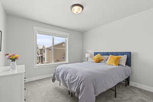 Bedroom with carpet floors