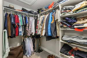 Spacious closet with carpet flooring