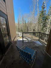 View of balcony from primary bedroom