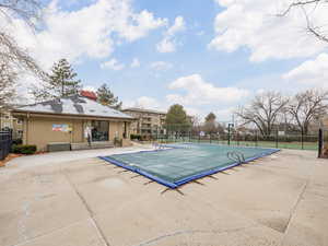 View of swimming pool featuring a patio