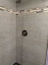 Room details with tiled shower