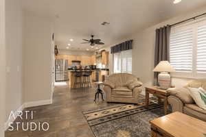 Living room with ceiling fan