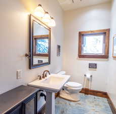 Bathroom with a wealth of natural light and toilet