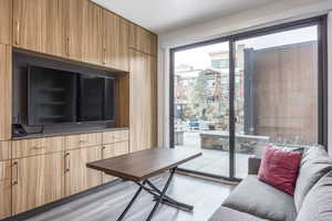 Interior space with light hardwood / wood-style floors