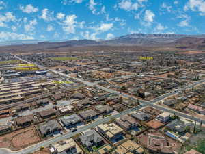 Drone / aerial view with a mountain view