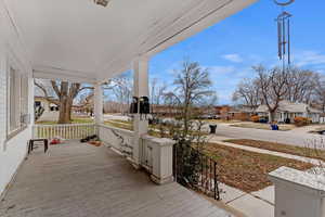 Deck featuring covered porch