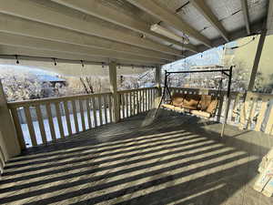 View of snow covered deck