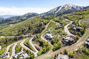 Drone / aerial view of a mountain backdrop