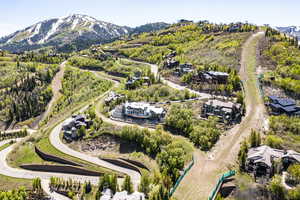 Drone / aerial view of a mountainous background