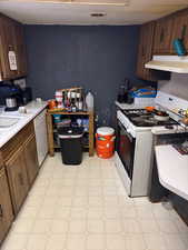 Kitchen featuring sink and white appliances