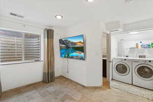 Laundry area with washing machine and dryer