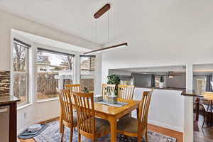 Dining room with hardwood / wood-style floors