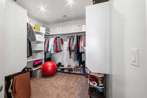 Walk in closet with carpet