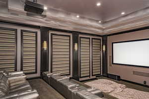 Cinema room with crown molding