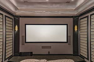 Cinema room with ornate columns