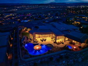 View of aerial view at dusk