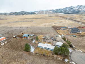 Aerial view featuring a mountain view