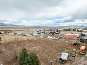 Drone / aerial view featuring a mountain view