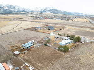 Drone / aerial view featuring a mountain view