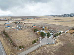 Drone / aerial view featuring a mountain view and a rural view