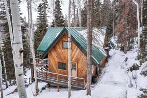 View of snow covered property