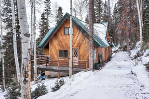 View of snow covered property