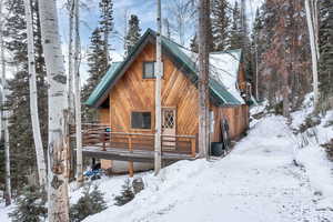 View of snow covered property