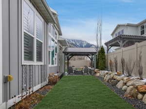 View of yard with a gazebo, and a mountain view