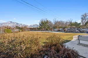 View of yard with a mountain view