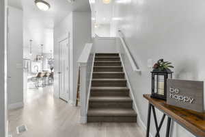 Staircase with wood-type flooring